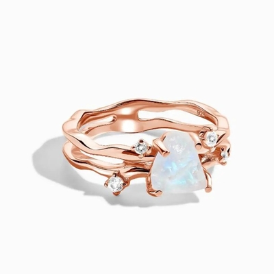 Mulheres 925 Sterling Silver Natural Blue Moonstone Ring Moonstone Jewelry Design