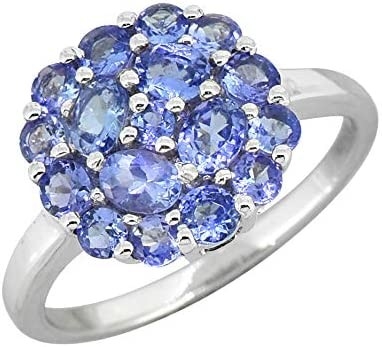 5.12 CTW Natural Flower Shape Blue Tanzanite And Diamond Ring In 14K White Gold