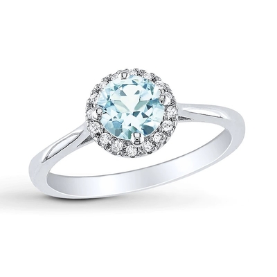 Diamantes Sterling Silver For Women do ct TW do anel 1/15 de água-marinha