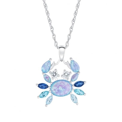 A opala criada/Sapphire Sea Life Pendant criada, criou Topaz Crazy Crab Pendant