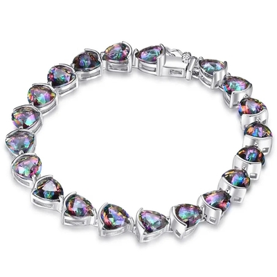 Venda por atacado 925 Sterling Silver Trillion Cut Mystic Topaz Tennnis Bracelet