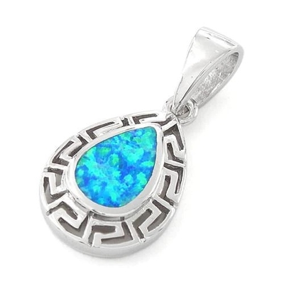 925 com joia fina do pendente da gota do laboratório do teste padrão de Sterling Silver Opal Greek em linha para mulheres