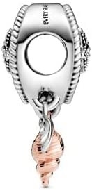 Encanto a céu aberto de Dreamcatcher da concha do mar - encanto da colar ou do bracelete para mulheres - Sterling Silver e 14k Rose Gold-Plated