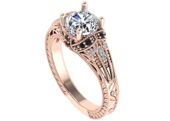 Tipo brilhante redondo ODM do corte 18K Rose Gold Ring Illusion Setting do certificado do GIA
