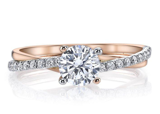 2 diamante 0.81ct de Ring With 6mm Moissanite da prata de Tone Color 9K