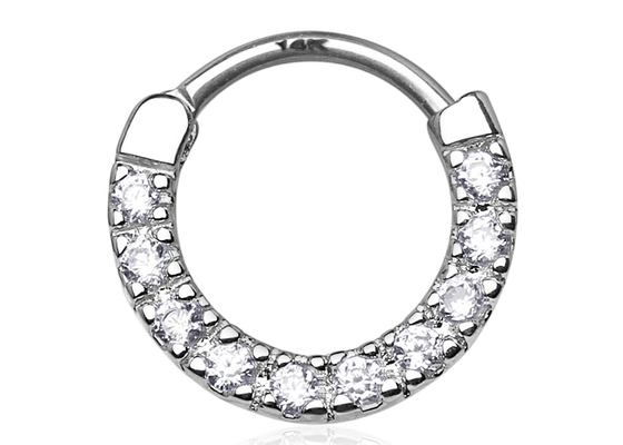 Anel articulado sem emenda do Clicker da cartilagem, anel de nariz do ouro 14k branco