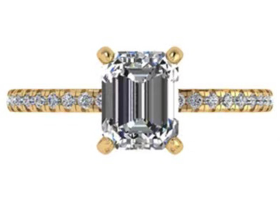 OEM natural do diamante da dimensão de Emerald Cut 18K Rose Gold Ring Wiith 7.58×5.83mm