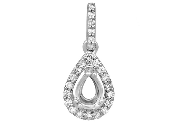 A pera cortou o peso 3.0g branco de Diamond Pendant Semi Mount 5x7mm