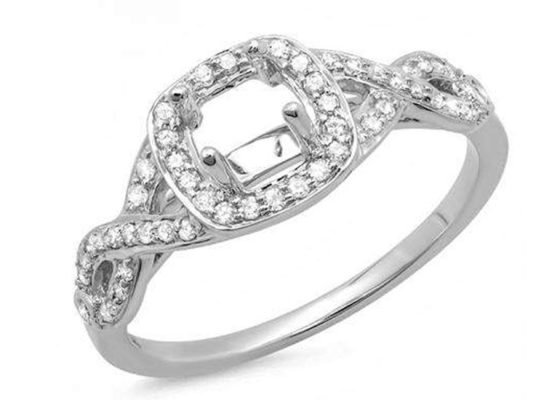 os anéis de montagem do ouro 14k branco de 0.38ct 1.3mm semi amortecem o corte para o aniversário