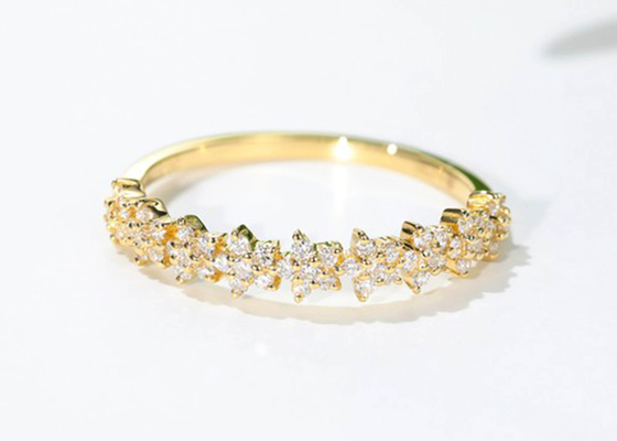 estrela Diamond Ring do ouro 0.54ct, acoplamento Ring For Women Girl do ouro 18k de 1.3mm