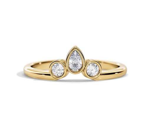 0.4CT V deu forma à aliança de casamento com anel de noivado, OEM empilhável de 2MM Diamond Rings