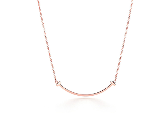 18K Rose Gold Neklace, comprimento ajustável da colar 16-18inch do pendente do sorriso