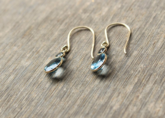 Joia feito a mão do ouro 14k amarelo, brincos naturais Topaz Gemstone do ouro 14k amarelo