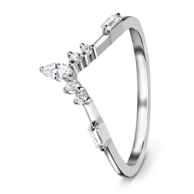 9K / ouro branco natural de 10K/14K/18K Emerald Cut Diamond Engagement Ring