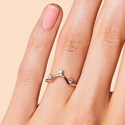 14K Rose Gold Real Diamond Jewellery, fantasia real redonda Diamond Anniversary Rings