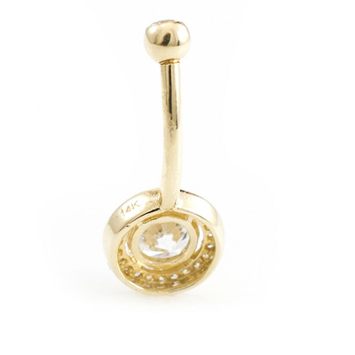 Joia contínua do corpo de Ring With Real Diamond 16g do umbigo do ouro 14k