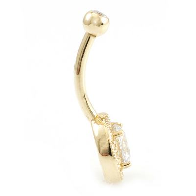 Joia contínua do corpo de Ring With Real Diamond 16g do umbigo do ouro 14k