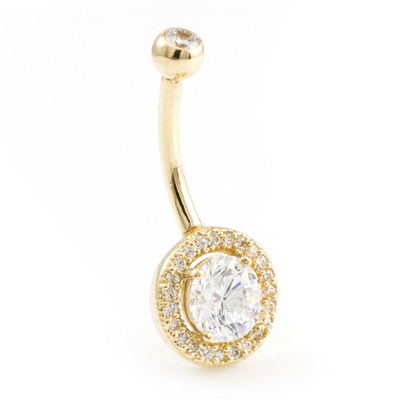 Joia contínua do corpo de Ring With Real Diamond 16g do umbigo do ouro 14k