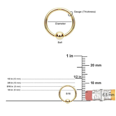 Bordos perfurando de Ring Hoop Cartilage Nose Eyebrow do bocal do ouro da joia 14K