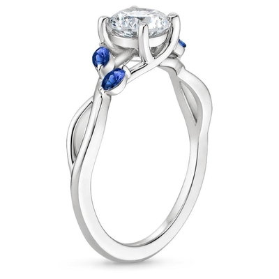 Ouro branco do anel 18K de Marquise Cut Blue Moissanite Wedding com o diamante crescido laboratório