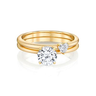 Acoplamento amarelo Ring Set Heart Cut de Moissanite do ouro maciço da joia na moda