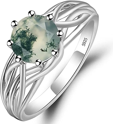 Flor natural Diamond Wedding Cluster Ring de Moss Agate Flower Shape Marquise