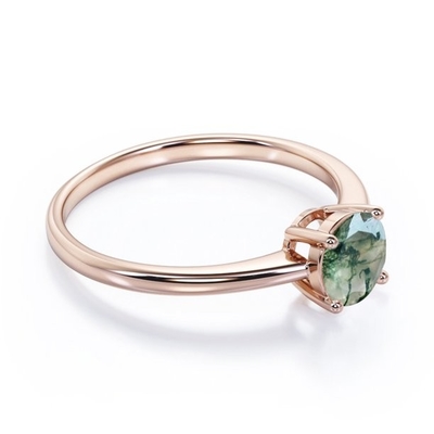 O hexágono Moss Agate Ring com os diamantes como mulheres do acoplamento do presente soa