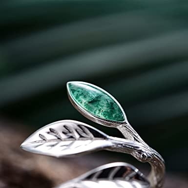 Folha inspirada natural contínua Moss Agate Jewelry Cluster Emerald de Rose Gold 1.25ct aquático