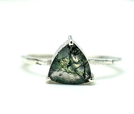 Moss Agate Gemstone Ring genuíno, Moss Agate Ring verde, anel bonito, Moss Agate Ring