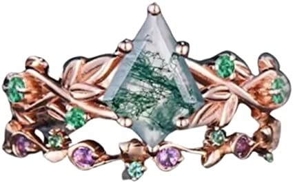 Folha inspirada natural contínua Moss Agate Jewelry Cluster Emerald de Rose Gold 1.25ct aquático