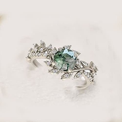 Pedra Ring Hypoallergenic da ágata de Emerald Cut Antique Aquatic Green