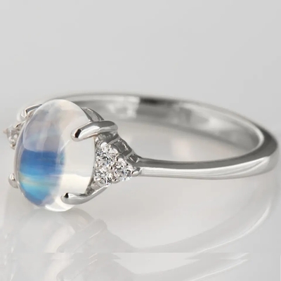 Halo Moonstone do corte da pera da joia de Rose Gold Plated 925 Sterling Silver Rainbow Faceted Moonstone &amp; anel de noivado da CZ