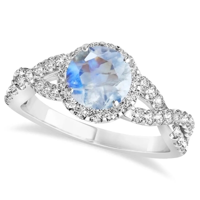 A joia CZ de Sterling Silver Round Cut Moonstone torceu o acoplamento Ring Birthday Moonstone Gemstone Jewelry