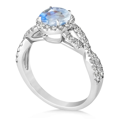 A joia CZ de Sterling Silver Round Cut Moonstone torceu o acoplamento Ring Birthday Moonstone Gemstone Jewelry