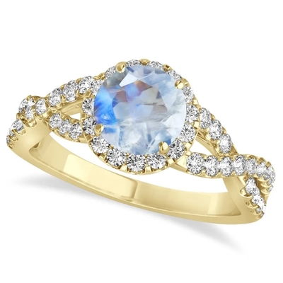 A joia CZ de Sterling Silver Round Cut Moonstone torceu o acoplamento Ring Birthday Moonstone Gemstone Jewelry