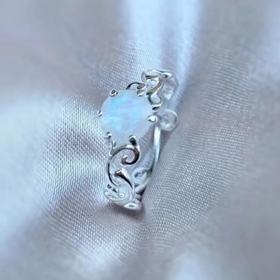 925 Sterling Silver Vine Manufacturer Round cortaram o acoplamento Ring Wholesale Women Jewelry Rings de Moonstone do arco-íris