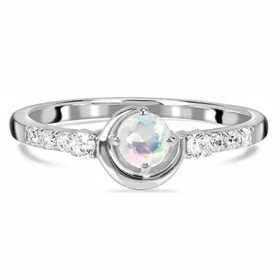 Mulheres naturais 925 Sterling Silver Jewelry Ring de Moonstone do arco-íris da forma quente do encanto