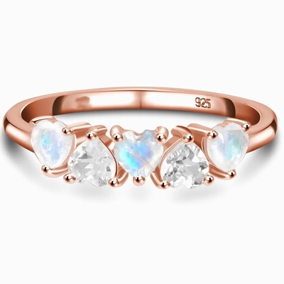 Anel natural azul de 925 Sterling Silver Rainbow Jewelry Moonstone Moonstone
