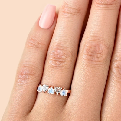 Anel na moda para a guloseima de pedras preciosas da forma de Sterling Silver Moonstone Ring Heart das mulheres 925 que combina empilhando o anel