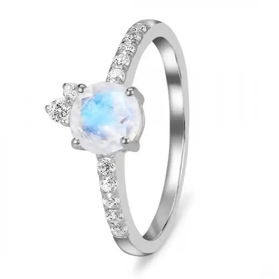 Anel natural azul de 925 Sterling Silver Rainbow Jewelry Moonstone Moonstone