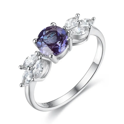 Ouro de 925 Sterling Silver Rose halo Ring Rainbow Moonstone Ring da flor de 1 quilate