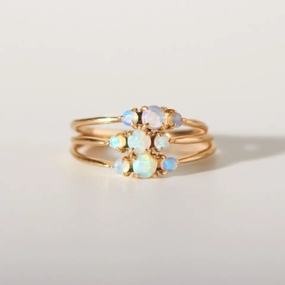 925 anéis chapeados da joia das mulheres de Opal Rings For Women Wholesale do ouro amarelo de Sterling Silver 14k