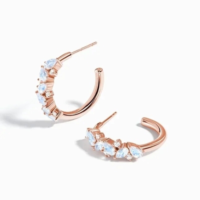 Brinco fino da fábrica do projeto da joia de Moonstone da venda por atacado da joia do vintage S925 Rose Gold Plated White Zircon