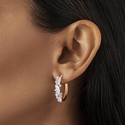 Brinco fino da fábrica do projeto da joia de Moonstone da venda por atacado da joia do vintage S925 Rose Gold Plated White Zircon