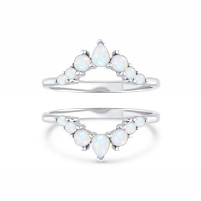 925 anéis preciosos genuínos elegantes antigos de prata de Opal Promise Engagement Wedding Anniversary