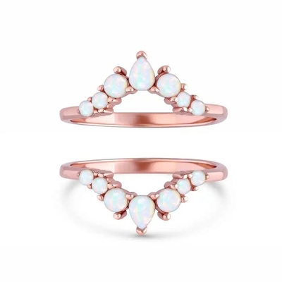 925 anéis preciosos genuínos elegantes antigos de prata de Opal Promise Engagement Wedding Anniversary