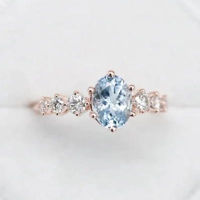 O ouro branco Moonstone oval Art Deco Unique Engagement Ring ajustou 925 Sterling Silver