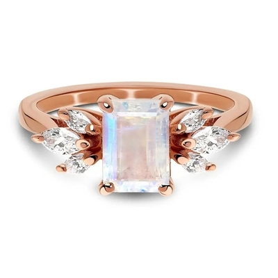 Anel delicado de 925 Sterling Silver Fashion Design Exquisite Moonstone