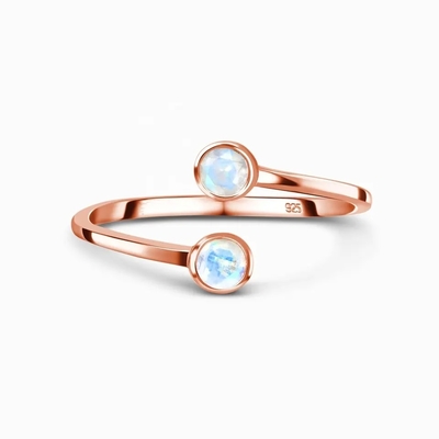 O ouro branco Moonstone oval Art Deco Unique Engagement Ring ajustou 925 Sterling Silver