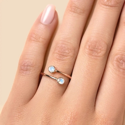 Forma redonda da joia ajustável de 925 Sterling Silver Faceted Rainbow Moonstone